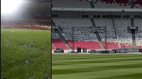 Penampakan Rumput Stadion GBK Rusak Dan Penuh Sampah Viral Ini