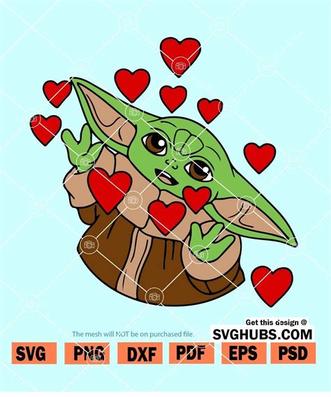 Valentine Baby Yoda Svg Yoda Valentine SVG Valentine Day Shirt