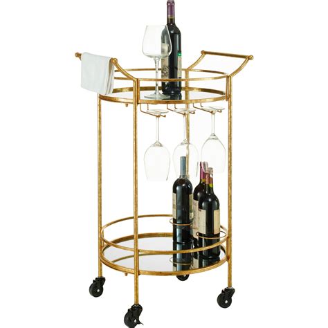 Shop quality serving carts exclusively at pottery barn®. Linon Round Gold Metal Bar Cart, 2 Shelves, 3 Wine Holders ...