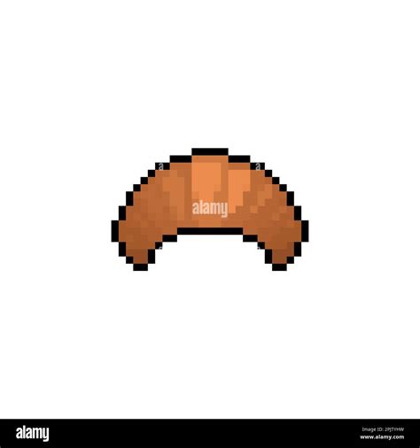 Croissant Pixel Art 8 Bit Bagel Pixelated Vector Illustration Stock