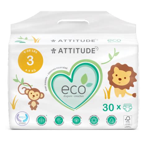 Attitude Biodegradable Size 3 Baby Diapers 30 Ct Qfc