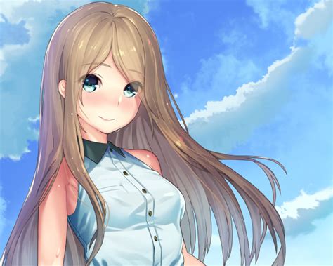 Wallpaper Anime Girl Blonde Clouds Cute Wallpapermaiden