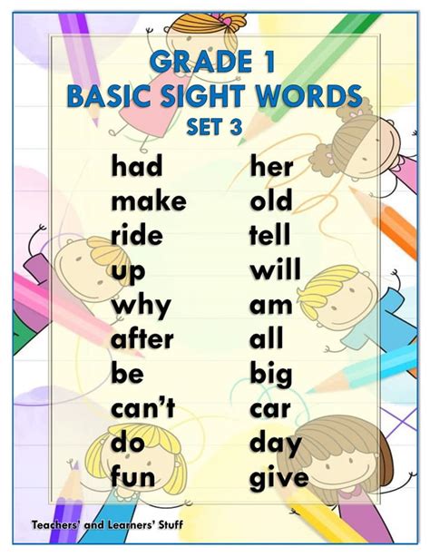 Basic Sight Words Grade 1 Free Download Deped Click