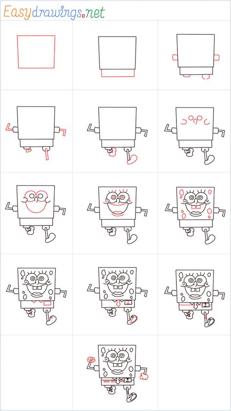 How To Draw Spongebob Squarepants Step By Step 13 Easy Phase