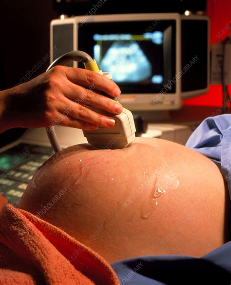 Ultrasound Scanning Of A Pregnant Woman S Abdomen Stock Image M Science Photo Library