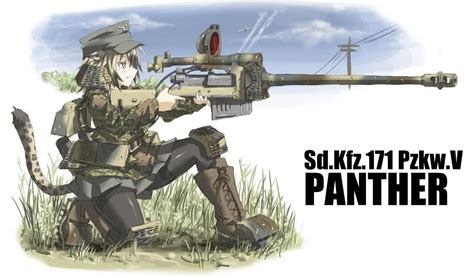 Anime Girl Replicating A German Panther Tank Anime Tank Tank Girl