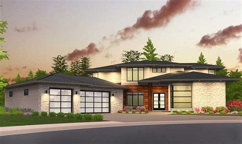 Sleek Modern House Plan With Second Floor Rec Room