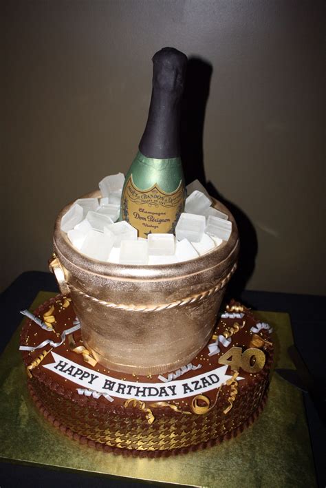 Order luxury 40th birthday cakes with personalised messaging for delivery in the uk. 40th birthday cake for a male with champagne