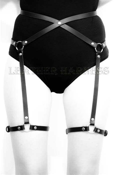 leather leg harnessstockings gartersharnessleather etsy