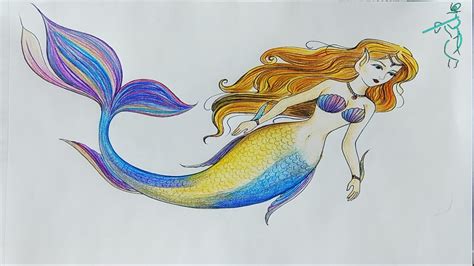 How To Draw A Mermaid In Simple Way Mermaid Drawing For Kids And