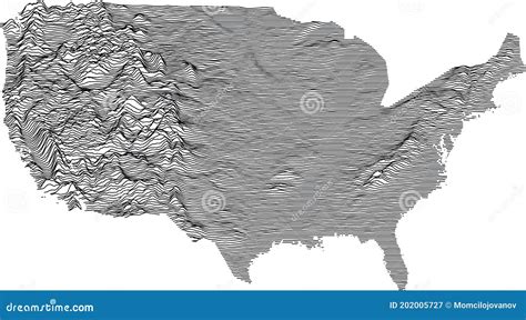 Topographic Map Of The United States Of America Cartoon Vector