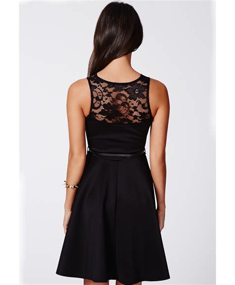 Missguided Mesh Lace Skater Dress In Black Lyst