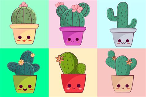 Kawaii Cactus Illustration Concept Graphic By Azman · Creative Fabrica