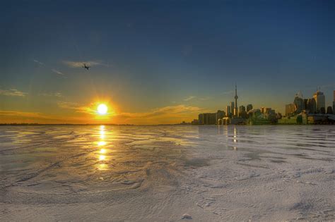 3840x2557 Canada Ice Ontario Snow Sunset Toronto Winter 4k
