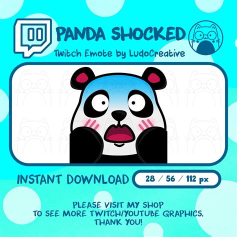 Cute Panda Shocked Emote For Twitch Youtube Discord Streamers Etsy