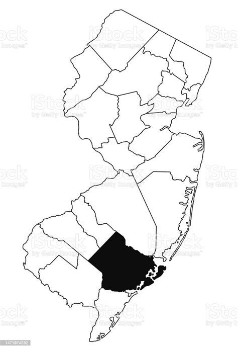 Map Of Atlantic County In New Jersey State On White Background Single