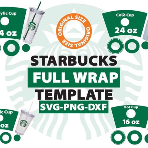 Starbucks Cup Template Svg Starbucks Full Wrap Starbucks Etsy