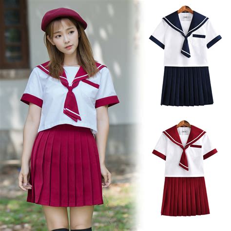 Japanese School Uniform Jk Women Girl Short Sleeve Sailor Collar