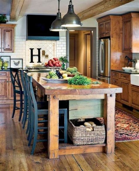 Stunning Rustic Kitchen Design And Decor Ideas Kitchen Island With Seating Kitchen Island