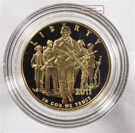 2011 W 5 Us Army Commemorative Proof Gold Coin W Box