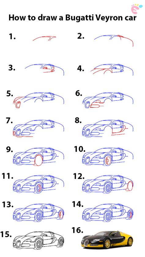 Bugatti Veyron Drawing Step By Step