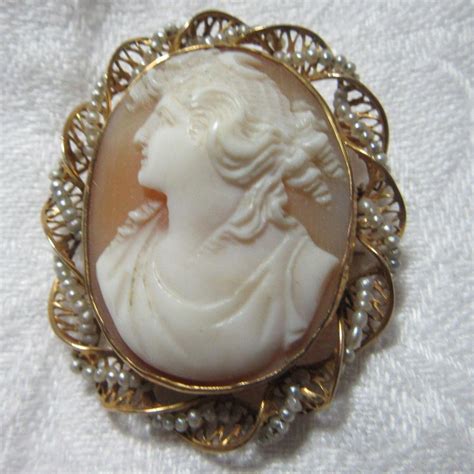 Antique Cameo Brooch 10k Gold And Seed Pearls Fine Jewelry From Antiques