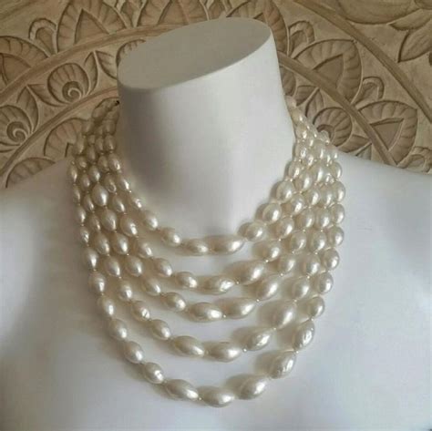Vintage Multi Strand Pearls Strand Necklace Wedding White Etsy Pearl Necklace Vintage