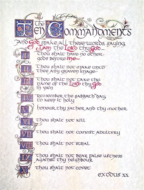 Ten Commandments Calligraphy Print Love Worth Finding Ministries