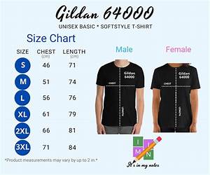 Gildan 64000 Unisex T Shirt Size Chart Inches Cm Digital Etsy Canada