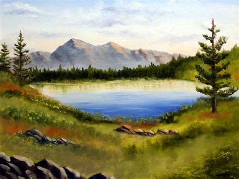 Mountain Lake Landscape Oil Painting By Mark Webster
