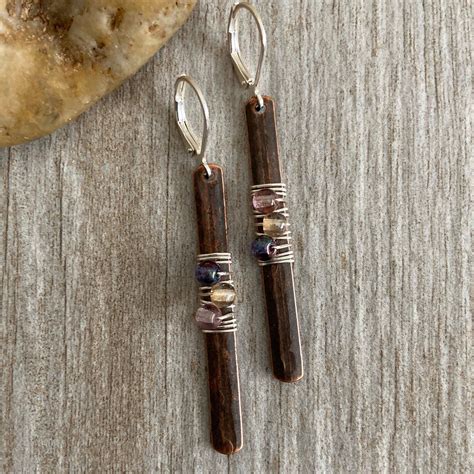 Antique Copper And Silver Mixed Metal Dangle Earring Etsy Etsy