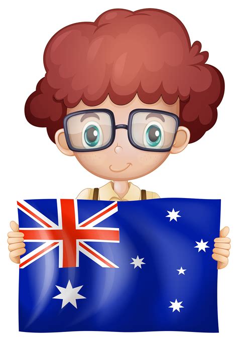 Cute Boy Holding Flag Of Australia 446019 Vector Art At Vecteezy
