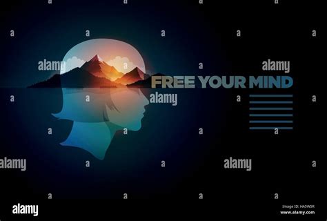 Free Your Mind. Vector poster template with concept illustration