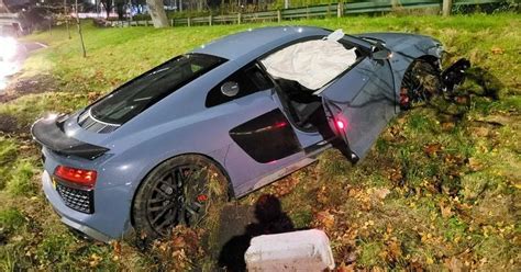Pictures Show £110000 Audi Supercar Wreckage After Crashing Into Grass