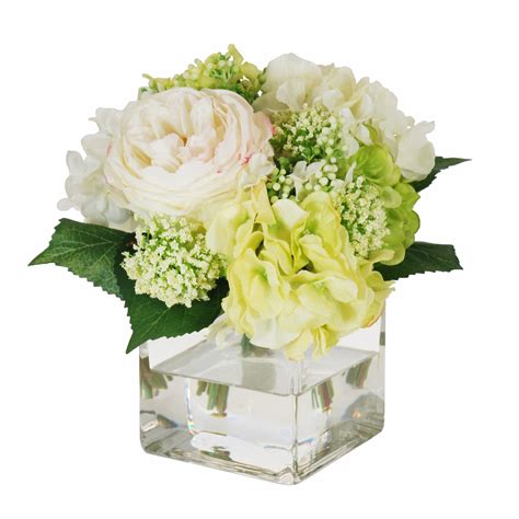 Jane Seymour Botanicals English Roses And Hydrangea Bouquet In Square