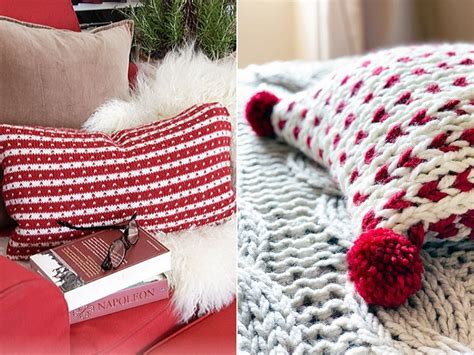 Casting on casting off knit stitch purl stitch increasing. Comfy Christmas Pillows Free Knitting Patterns