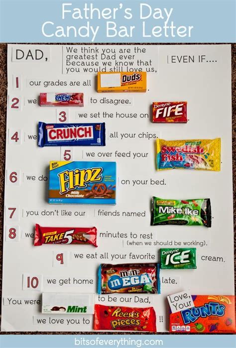 The following are more than. Candy Bar Letter - Father's Day Card - Bits of Everything ...