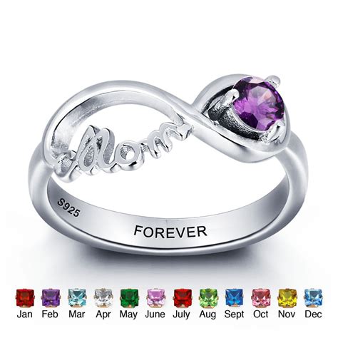 Personalized 925 Sterling Silver Rings For Women Engraved Name Colorful