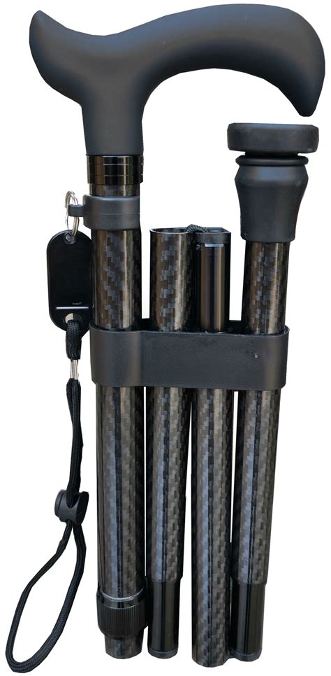 Deluxe Carbon Fibre 4 Part Folding Adjustable Walking Stick Cane For