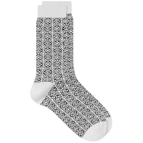 loewe all over anagram sock white and black end