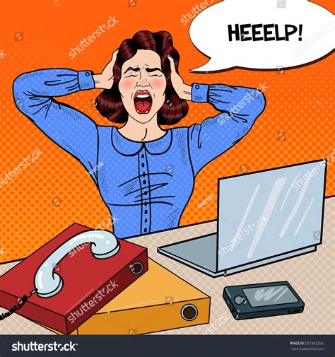 Pop Art Angry Frustrated Woman Screaming Stock Vector Royalty Free