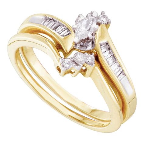 10kt Yellow Gold Womens Marquise Diamond Bridal Wedding Engagement Ring