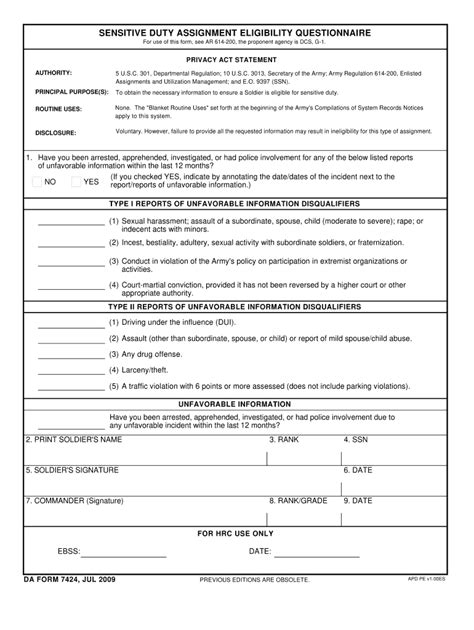 2009 Form Da 7424 Fill Online Printable Fillable Blank Pdffiller