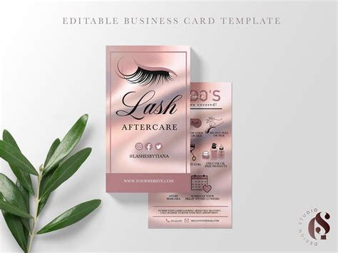 Editable Lash Extension Aftercare Card Eyelash Extensions Eyelashes
