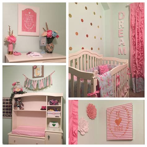 Find crib bedding that is unique, modern and adorable when shop modified tot! Mint and pink nursery. Shabby chic. Gold wall dots ...