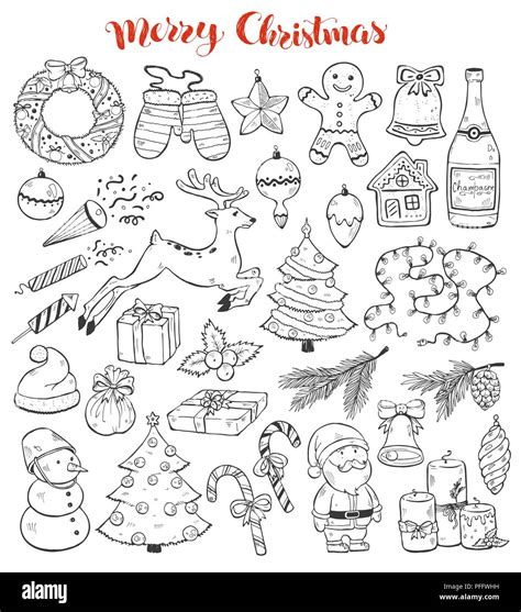 Christmas Doodles Collection Stock Vector Image And Art Alamy