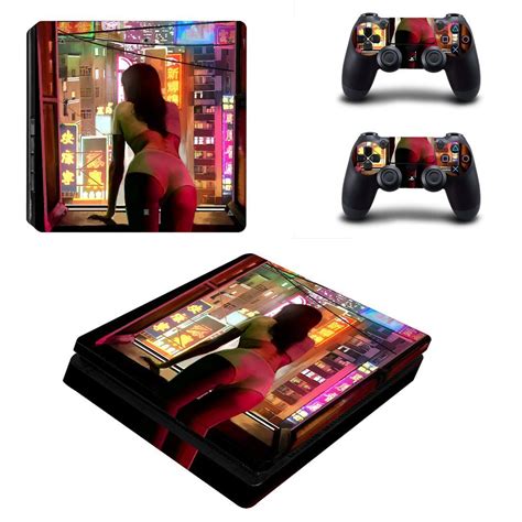 Ps4 Slim And Controllers Skin Sticker Sexy Lady