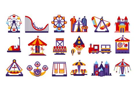 Amusement Park Vector Flat | Amusement park, Amusement, Illustration design