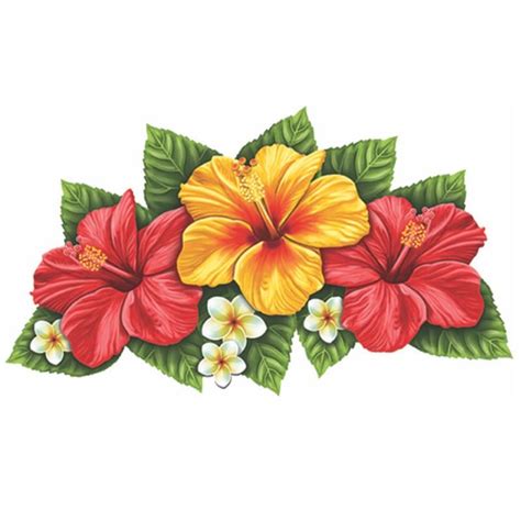 Triple Hibiscus Flower Red And Yellow Pool Mosaic 18 X 10 In 2021 Flower Drawing Flower