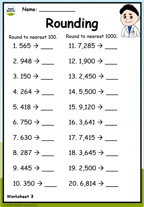 Rounding Numbers Fourth Grade Worksheet